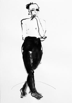 Jens Wahl, Akt, Nina 2, Tusche, ca. A4,  Paul Auster