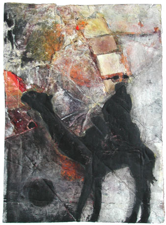 Jens Wahl, Westwrts, Collage, Tempera, etwas grer als  A5