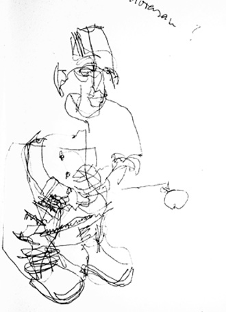 Andacht 2, Tagebuchzeichnung blind, Jens Wahl, Tom Hodginson