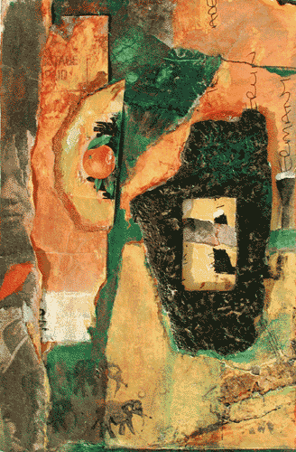 Urwald riecht nach Teer, Collage, Tempera, ca. A5