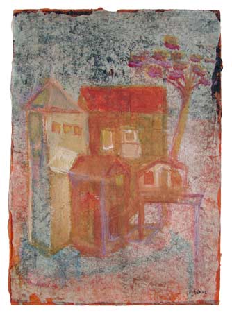 Toskanische Impression, 1997, Jens Wahl, Collage bermalt,  ca. 46x33 cm